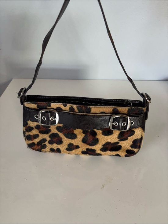 Dkny Handbags - Dkny Leopard Print Shoulder Bag with Dark Brown Trim
